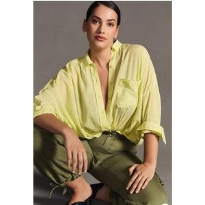 Pilcro Twist-Front Blouse Anthropologie Button Crop
Top